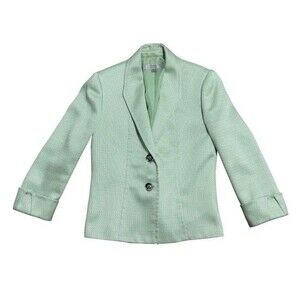 Tahari Arthur S. Levine Blazer Womens 8 Green Textured Two Button Lined Skirt 6